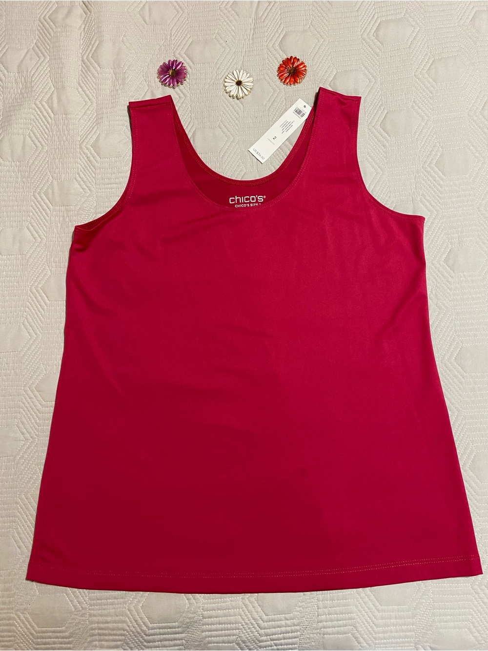 Chico's Scoop Neck Tank Size L (Chicos Size 2) Raspberry NWT